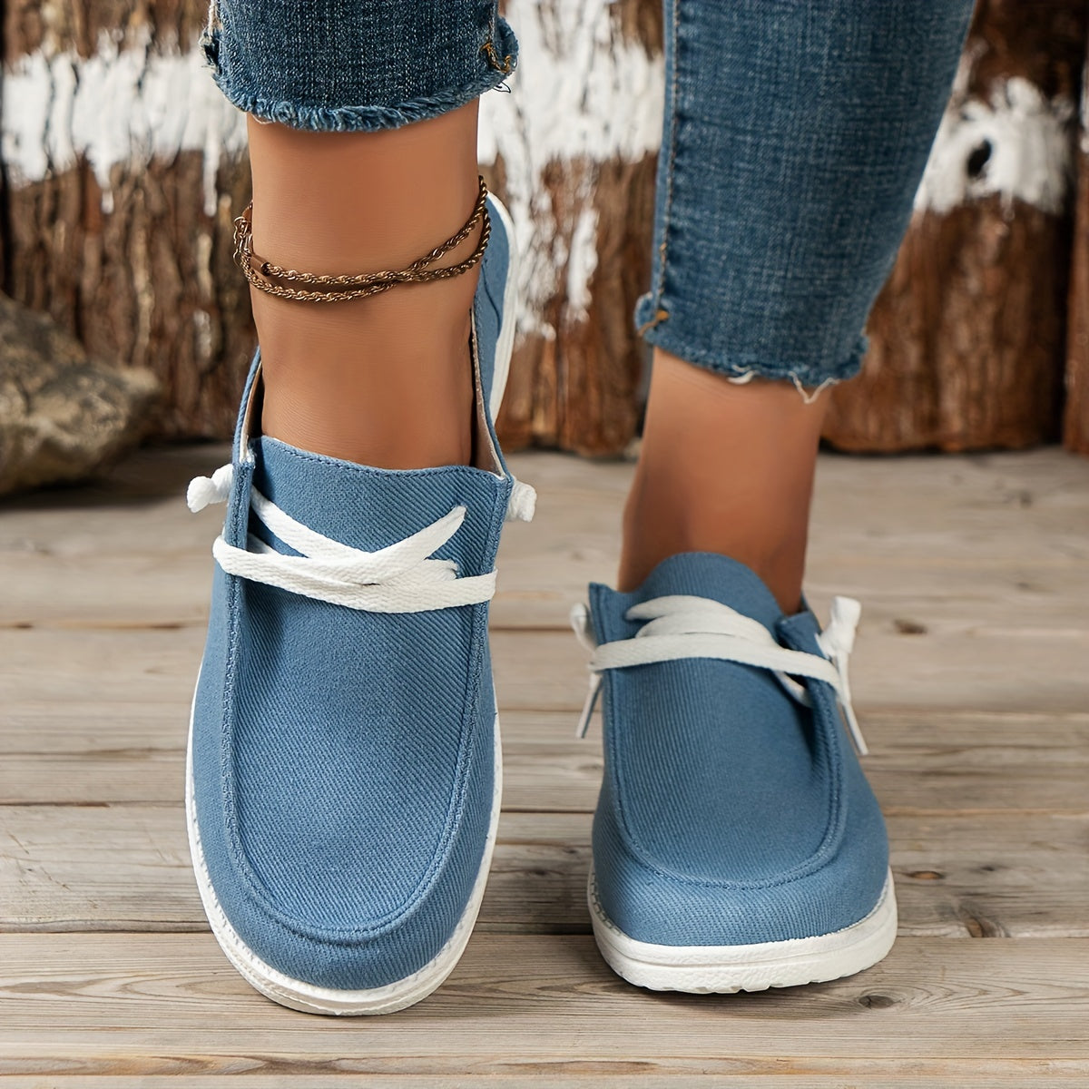 Low Top Canvas Shoes, Slip On Flat Loafers