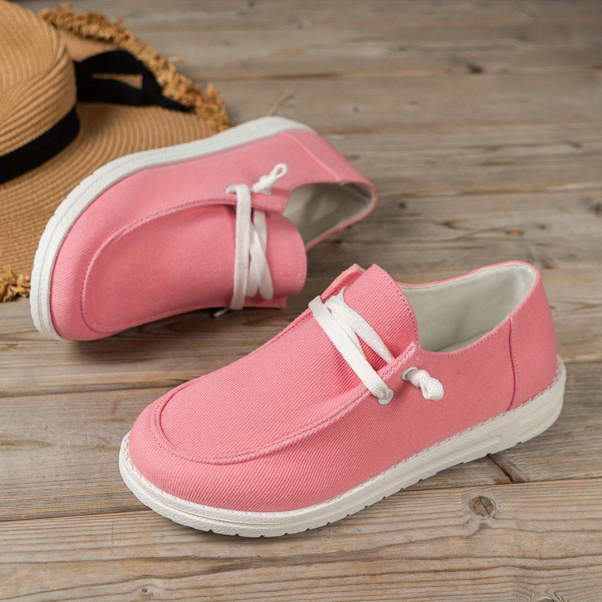 Low Top Canvas Shoes, Slip On Flat Loafers